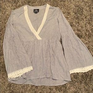 striped bell sleeve blouse
